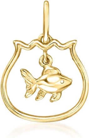 Ross-Simons Italian 10kt Yellow Gold Fish in Bowl Charm