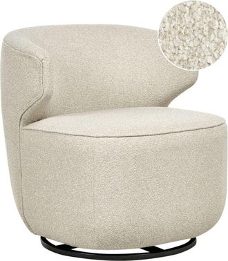 Beliani Beliani - Armchair Curved Industrial Boucle Black Base Swivel 360° Light Beige Molleby