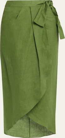 Johanna Ortiz Safari Linen Midi Wrap Skirt
