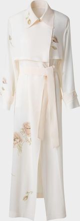 Akris Haider Floral-Print Silk Crepe Trench Coat