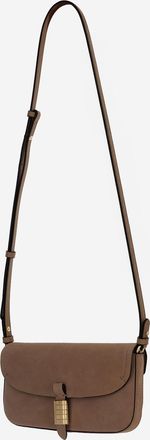 Pinko Womens Saddle Leather Shoulder Bag Brown Suede
