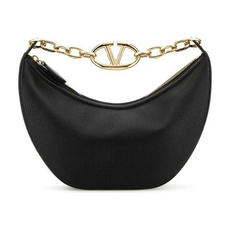 Valentino Garavani Handbags, female, Black, Size: ONE SIZE Small VLogo Moon Hobo Bag