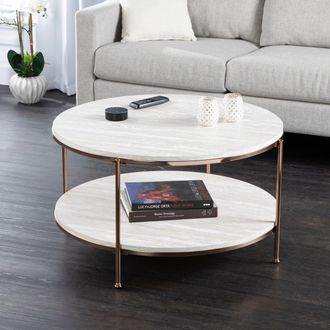 SEI Silas Faux Stone Coffee Table
