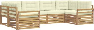 vidaXL Conjunto De Sof&aacute;s De Exterior 6 Uds. Blanco Y Crema Vidaxl