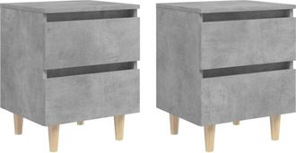 vidaXL Bed Cabinets & Solid Pinewood Legs 2 pcs Concrete Grey 40x35x50 cm vidaXL