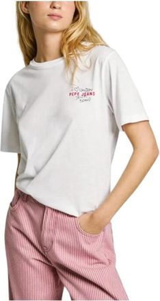 Pepe Jeans London Casual Grafisch T-shirt - Dames - T-shirts - Wit - XS - Tops