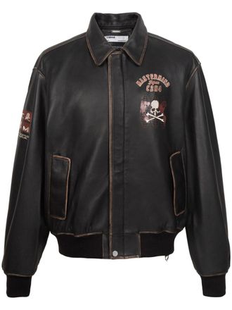 Mastermind Japan Bomber in pelle - Nero