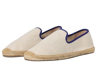 Soludos Smoking Slipper Espadrille Mens Slip on Shoes Ivory / Dark Blue : 12 D - Medium, Jute
