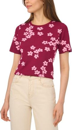 CeCe by Cynthia Steffe Flower Jacquard Sweater in Burgundy Wine at Nordstrom, Size X-Large
