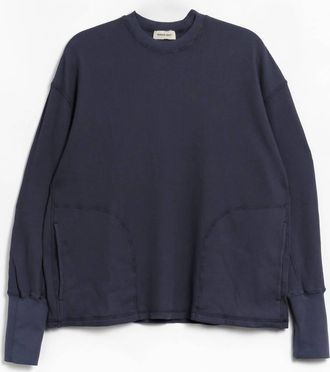 Nicholas Daley Mens Waffle Crewneck Top In Navy