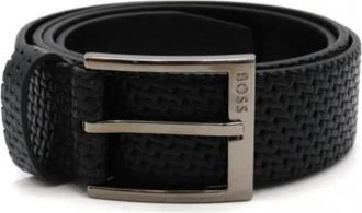 HUGO BOSS Elloy Woven Belt - Heren - Riemen - Zwart - 100 CM - Leer - Accessoires