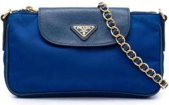 Prada Pre-owned Nylon Crossbody Bag - Dames - Vintage Schoudertas - Blauw - ONE Size - Nylon - Vintage