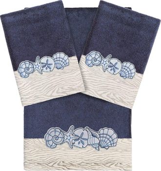 Linum Home Textiles 100% Turkish Cotton Shell Row 3Pc Embellished Towel Set