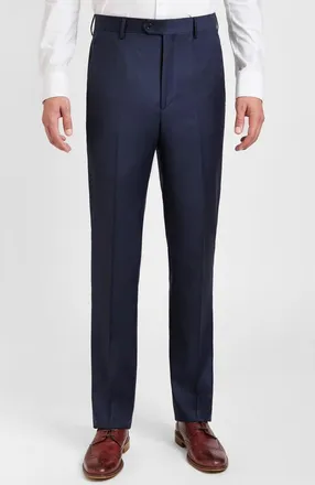 Santorelli Roma2 Super 130s Bi-Stretch Wool Trousers in Navy at Nordstrom, Size 36