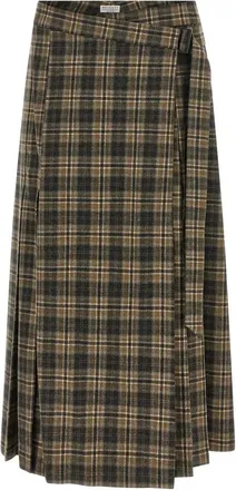 Brunello Cucinelli Dames, Rokken, Bruin, Maat: S Wol