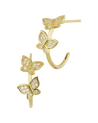 Savvy Cie Jewels Silver Cz Hoop Earrings