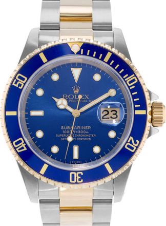 Rolex Pre-owned Rolex Submariner Date Automatic Chronometer Blue Dial Mens Watch 16613 BLSO