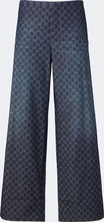 Gucci GG cotton chambray jacquard wide-leg pants