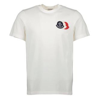 Moncler T-Shirts, male, White, Size: S Tricolor Logo Cotton Jersey T-shirt