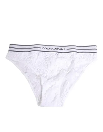 Dolce & Gabbana White Lace Slip Brief Logo Waistband Underwear Polyamide Clothing
