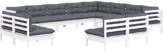 vidaXL Muebles De Jard&iacute;n 12 Pzas Y Cojines Blanco Madera Maciza Pino Vidaxl
