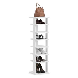 Dmora Zapatero Soddi, Mueble Para 8 Pares, 8 Estantes, 7 Espacios, 30x30x110h Cm Blanco