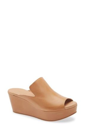 Chocolat Blu Whisper Platform Wedge Sandal in Camel Leather at Nordstrom, Size 8.5
