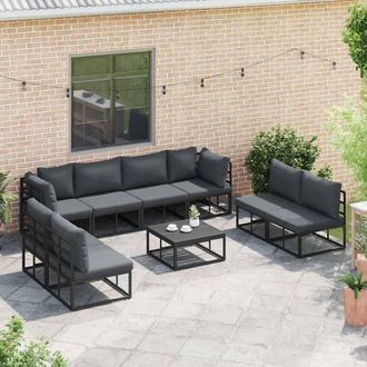 Berkfield Home Garden Sofa Set 8 pcs Black 283 x 71.5 x 71 cm Aluminium