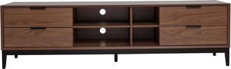 Miliboo Mueble Tv Vintage Con Acabado De Madera De Nogal Oscuro Y Metal Negro Con Almacenaje 180 Cm Sarto
