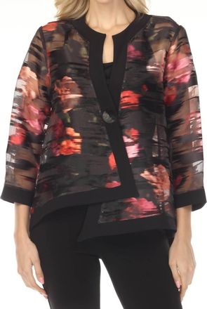 Joseph Ribkoff Floral Organza Swing Jacket In Black/multi