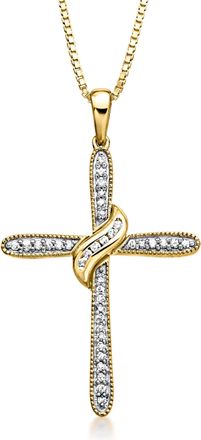 Ross-Simons Diamond Cross Pendant Necklace in 18kt Gold Over Sterling