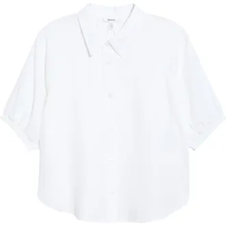 Splendid Talia Puff Sleeve Button-Up Shirt in White at Nordstrom, Size X-Small