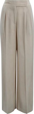 Etro Wijde Pijpen Broek met Plooien - Dames - Wijde Broeken - Beige - S - Leer - Broeken
