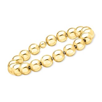 Ross-Simons Italian 10mm 18kt Gold Over Sterling Bead Stretch Bracelet