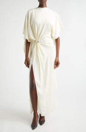 Brandon Maxwell Lucia Draped Crepe Cape Evening Dress in Ivory at Nordstrom, Size 4