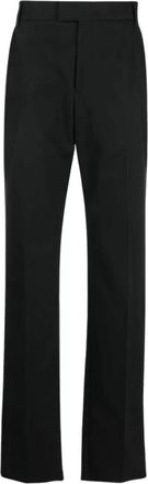 Alexander McQueen Zwarte Katoenen Rechte Klassieke Broek - Dames - Straight fit broeken - Zwart - M - Katoen - Broeken