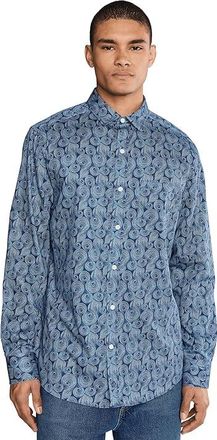 Johnston & Murphy Printed Cotton Shirt Mens Clothing Navy : 2XL