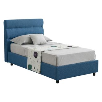 Dmora Cama Individual Brendola, Colch&oacute;n Incluido, Desenfundable Hecho En Italia, Con Almacenamiento, Azul