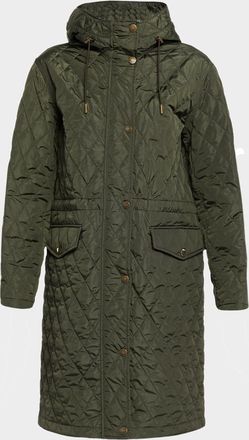 Burberry Hillgate Quilted Long Hooded Jacket