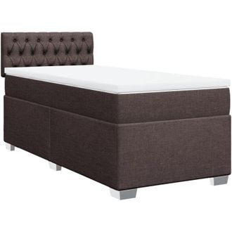 vidaXL Vidaxl - Cama Box Spring Con Colch&oacute;n Tela Marr&oacute;n Oscuro 100x200 Cm