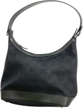 Ferragamo Pre-owned Shoulder Bags, female, Black, Size: ONE SIZE Pre-owned Canvas Shoulder Bag