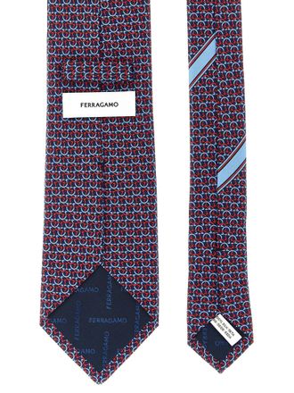 Ferragamo Geometric Silk Necktie - Navy