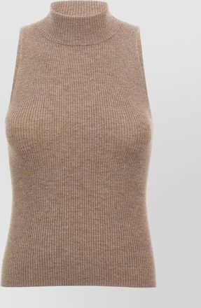 Brunello Cucinelli sleeveless high neckline ribbed top