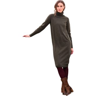 Celtic & Co. Supersoft Midi Turtleneck Dress in Olive at Nordstrom, Size Medium