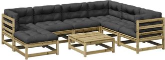 vidaXL Set De Sof&aacute;s Jard&iacute;n 8 Pzas Con Cojines Madera Pino Impregnada Vidaxl