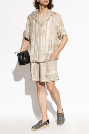 Balmain Printed Shorts, Mens, Beige
