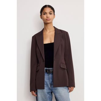 Good American Womens Essential Suiting Sculpted Blazer | Dark Chocolate, Size Medium | Good American by Khlo&Egrave; Kardashian