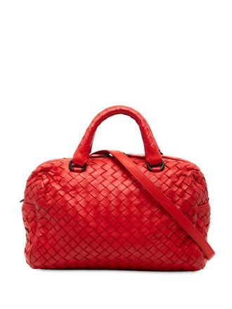 Bottega Veneta 2012-2025 Mini Nappa Intrecciato Boston Bag satchel - women - Nappa Leather - One Size - Red