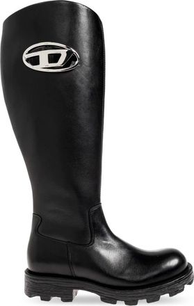 Diesel Schoenen, Dames, Zwart, 41 EU, Leer, D-Hammer Leren Hoge Laarzen