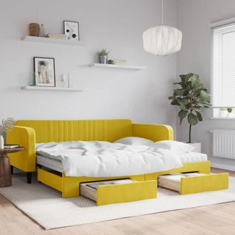 vidaXL Vidaxl - Sof&aacute; Cama Nido Con Cajones Terciopelo Amarillo 100x200 Cm